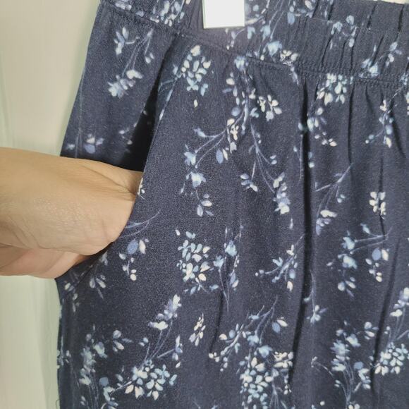 Croft & Barrow Pajama Set Womens Large Navy Blue Floral Extra Soft 2 Piece New - Picture 13 of 16